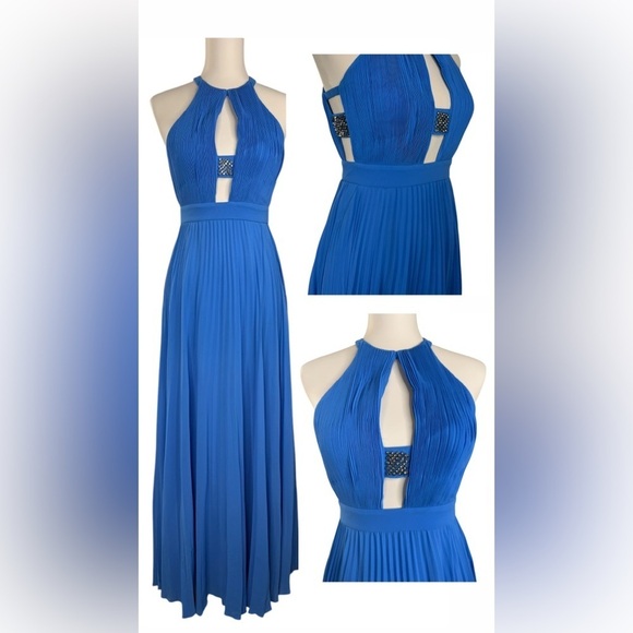 Laundry Stunning Pleated Formal Gown Dress with Stones Blue Size 0 Prom Dress - Picture 1 of 15